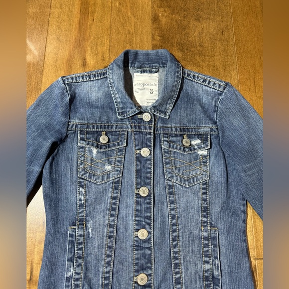Aeropostale Denim Jean Jacket Y2K Women’s Size Medium Casual Cotton Buttons - Picture 3 of 5